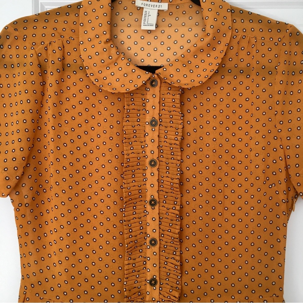 F21 Orange Polka Dot Retro-style Dress, Size S, Forever21 - Picture 2 of 10